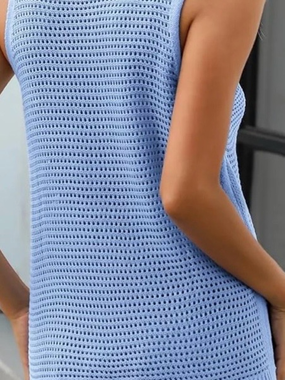 zeagoo Sky Blue Crochet Knit Tank Top - Picture 2 of 3
